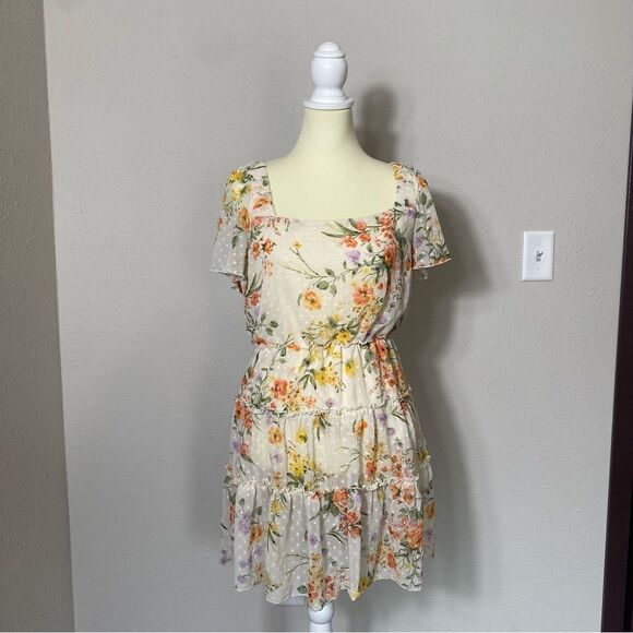 Flowy Fairycore Floral Whimsical Tiered Spring Dress Women's Size 11 - Picture 9 of 16